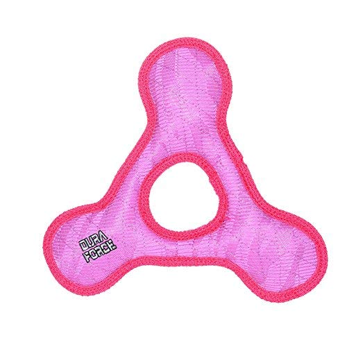 DURAFORCE-Durable Woven Fiber-Triangle Ring-Squeakers-Multiple Layers. Made Durable, Strong & Tough. Interactive Play Dog Toy (Tug, Toss & Fetch). Machine Washable and It Floats. (Regular, Pink Tiger)