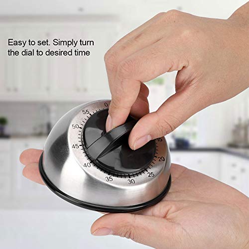 Wallfire 60 Minutes Stainless Steel Kitchen Timer Mechanical Wind- Up Timer Time Reminder Cooking Ring Clock Countdown Timer Quiet Counting Loud Alarm Sound For Adults Kitchen Cooking #TOP3