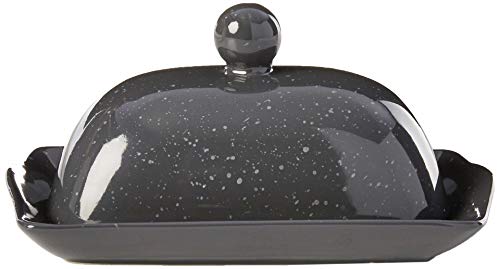 image for Boston Warehouse Speckleware Covered Butter Dish, Standard, Charcoal G