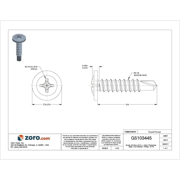 Tornillos Tek Phillips #8 x 3/4 in Pack 50 miniatura 2