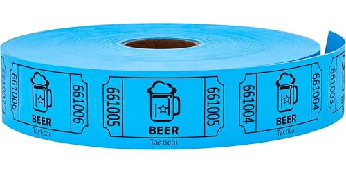 Tacticai 1000 Raffle Tickets, Beer, Blue, Single Roll, Ticket for Events, Entry, Reward, Fundraiser & Prizes