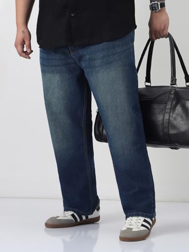 Image of Urbano Plus Men's Straight Fit Heavy Washed Jeans Stretchable