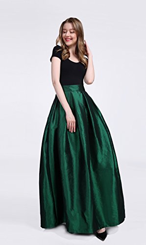FOLOBE Women's Big Pendulum Taffeta A Line Maxi Skirts Length 43.31in/110cm2