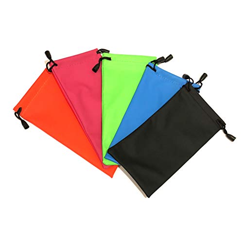 Set of 5 Soft Cases for Eyeglasses - Value Pack of a Colorful Mix of Pouches for Glasses