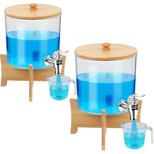 2 Laundry Detergent Dispenser with Shelf & Bamboo Lid -