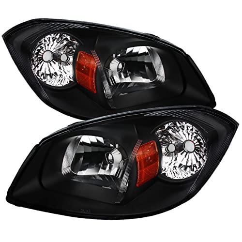 Carpartsinnovate Pontiac 05-06 Pursuit 07-09 G5 05-10 Chevy Cobalt Black Headlights Left+Right