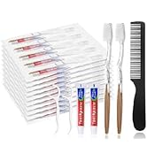 SLequipo 100pcs Disposable Toothbrushes with Toothpaste Floss Comb Individually Wrapped, Disposab...
