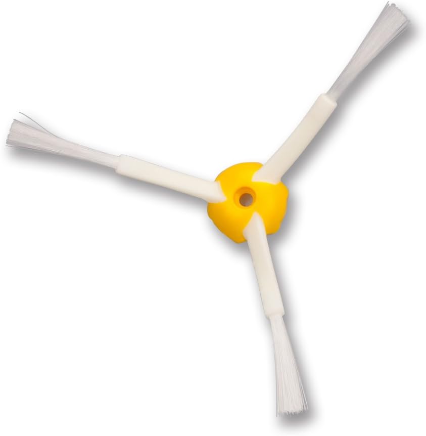 A single three-armed side brush with white bristles and a yellow center.