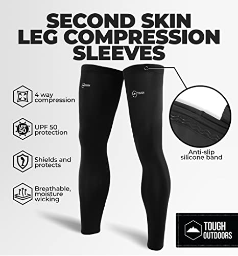Tough Outdoors Compression Leg Sleeves - Full Leg Compression Sleeve For Men & Women, Uv Leg Sleeves, Cycling Leg Warmers #TOP2