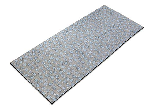 Ambesonne Retro Yoga Mat Towel, 25"x70", Pale Blue Tan White