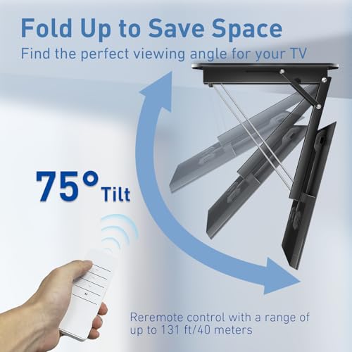 Electric Ceiling TV Mount with Remote, Motorized Ceiling Mount TV Bracket Flip Down for 32 to 71 inch Flat Curved Screen Mount Drop Down for Flat Pitched Roof Indoor Outdoor(Black) by XINYAO - Image 4