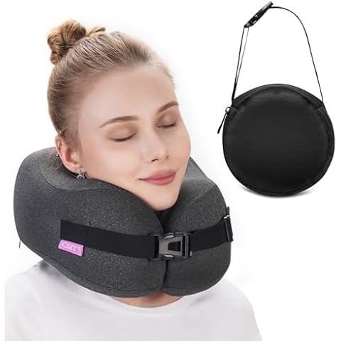 CSJT Travel Pillow with Vacuum Memory Foam Cover