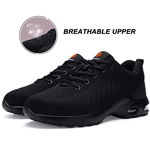 FENLERN Steel Toe Steel Toe Shoes Sneakers for Women Lightweight Safety Shoes Woman Non Slip Work Shoes Comfortable Composite Toe Boots Zapatos Seguridad Trabajo Mujer Size 8.5,Black by FENLERN - Image 8