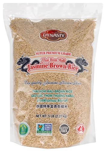 Dynasty Jasmine Brown Rice, Super Premium Grade, Kosher, 5 Pound (Pack of 6)