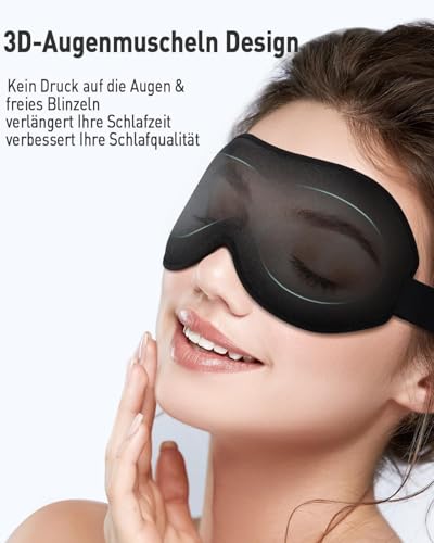 Image of Eye Mask for Sleeping Travel Accessories， Unique Gadgets, 3D Design for Comfort, Black Sleep Mask, 3-Pack Set for Travel and Home Use