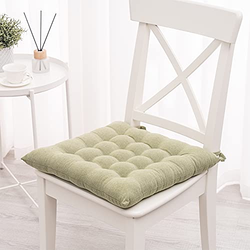 Recyco Chair Cushions For Dining Chairs, Square Thick Chair Pads With Ties Non Slip, Soft And Comfortable Seat Cushion For Kitchen Dining Office Chair, 15.7" X 15.7", 4 Pack, Yellow-Green #TOP1
