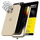 NEW'C 3x Privacy for iPhone 14 Pro Max Screen Protector (6.7 inches)+ 3x Camera Lens Protector, Sensor Protection, Tempered Glass Film + Dust Plug - Enhanced Privacy Angle of 28 Degrees