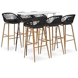 Vopese Moderner Bartisch & Barhocker Set - Weiß, MDF & Metall, 120x60x105 cm - Für Inneneinrichtung & Gastronomie Model3057420