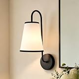 Elegant Design Minimalist Sconce with Linen Shade - Damp Rated in Brass Or Plated Steel, Elegant Design, Minimalist Sconce, Damp Rated, Wall Lights, 6' W x 9' D x 16.5' H