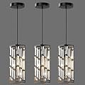 Aoceley Black Pendant Lights Modern Pendant Light Fixture, Mini Crystal Pendant Ceiling Light, Pendant Light for Kitchen Island, Dinning Room, Bedroom, Kitchen Sink Lighting (3-Pack)