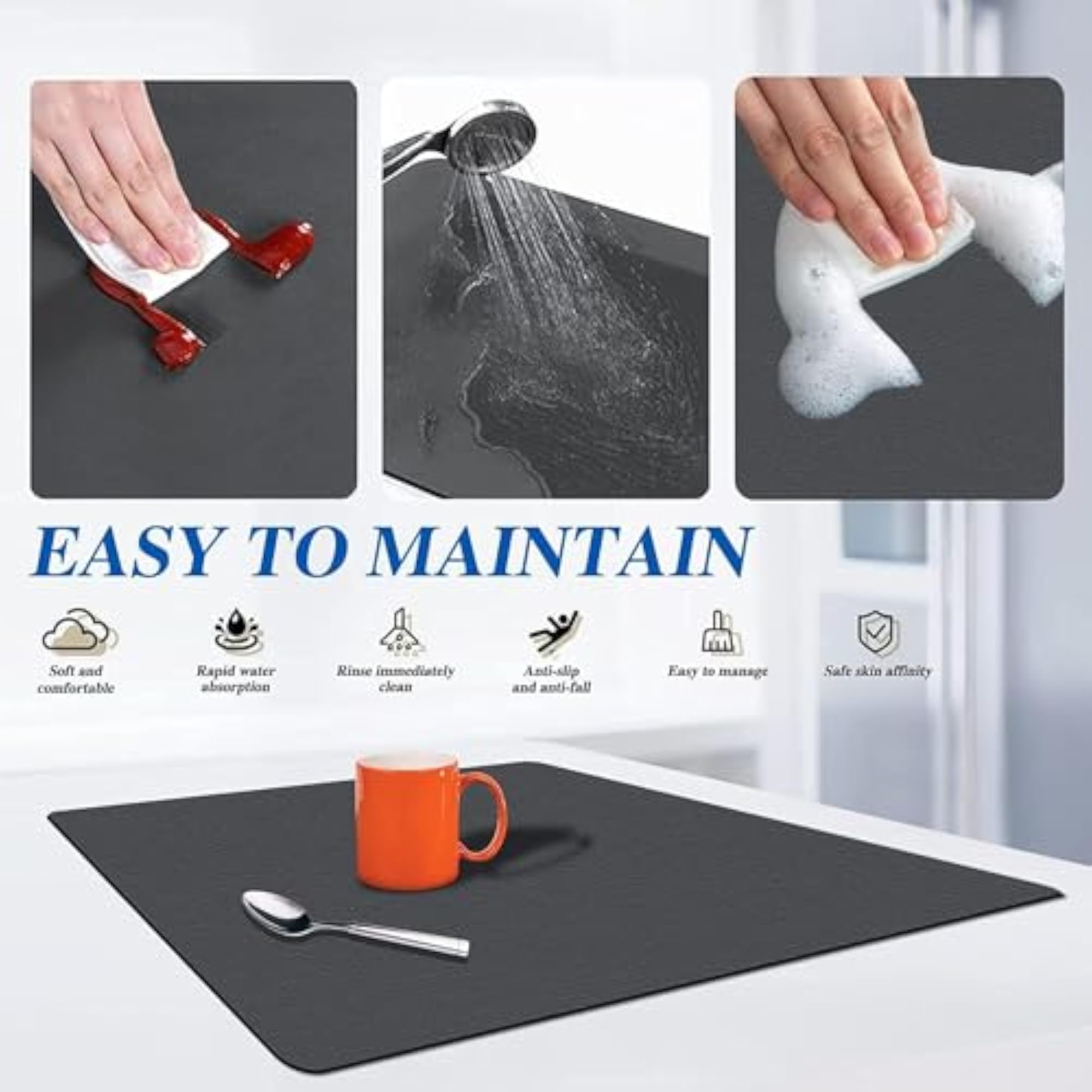 Drying Mat for Kitchen Utensils, Water Absorbent