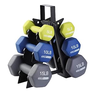 HolaHatha Neoprene Dumbbell Free Hand Weight Set with Rack, Ideal for Home Exercises to Gain Tone and Definition