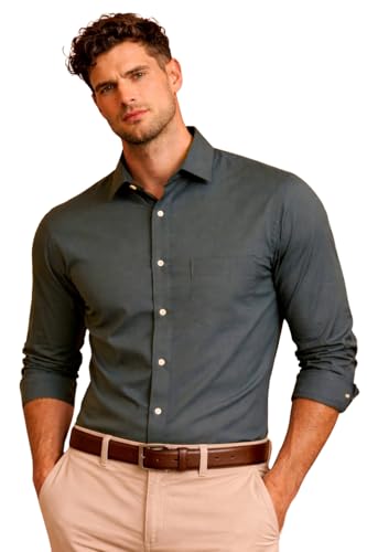 Image of Louis Philippe Men's Slim Fit Easy to Iron Everyday wear Premium Cotton Full Sleeve Solid Formal Shirt