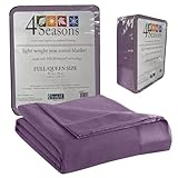 Thermee Micro Flannel Full/Queen Size Blankets, Lightweight All Seasons Cozy Blanket, Throw Blankets for Home and Living Room, Comfy & Soft Blanket for Couch, Machine Wash, No Pilling - Purple