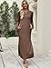 ANRABESS Women Long Sleeve Dresses 2025 Fall Casual Crewneck Loose Fit Split Flowy Wrinkle-Free Travel Vacation Maxi Dress Brown Small