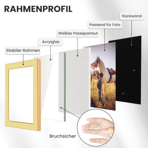 Fun Memories Bilderrahmen aus emailliertem Glas, 12,7 x 17,8 cm, mit goldfarbenem Metallrand und Staffelei zum Präsentieren von… – Ansicht 5