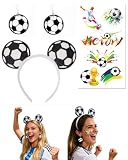 QEQSHQO Fußball Fan Set 3-teilig | Stirnband, Ohrringe & Tattoos für Frauen & Mädchen | Perfekt für Weltmeisterschaft,Europameisterschaft, Karneval & Fanparty