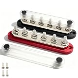 2 Stück M8 300A 12-48V Sammelschiene Stromverteiler Block Stromverteilungsblock Stromschiene Batterie Sammelschienenklemmenblock mit Abdeckung, Sammelschienen für Auto Wohnmobil Boot (Rot+Schwarz)
