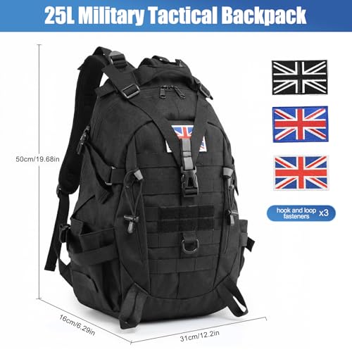 SIMDAO 25L Military Tactical Backpack - Molle Army Assault Pack Practical Womens Mens Army Assult Rucksack, Outdoor Waterproof Hiking Backpack ArmyBackpack for Hiking Trekking Traveling Camping - Image 2