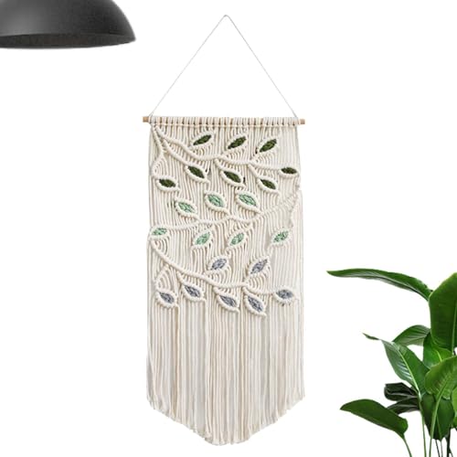 Décoration murale macramé Teksome tissée main avec tringle en bois pour salon