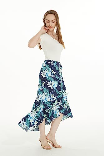 Image of Family Matching Hawaiian Clothes, Orchid Breeze Navy | Lightweight 100% rayon • Family matching outfits • Beach vacations • Luaus • Cruises • Family photos