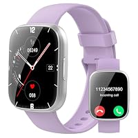 Puqo Smartwatch für Herren und Damen, 1,95 Zoll Smartwatch, Anrufannahme/Anrufannahme, 112 Sportmodi Fitness Tracker mit Schrittzähler/Schlaf/Herzfrequenzmesser, IP68 Smart Watch (Violett) – Ansicht 1