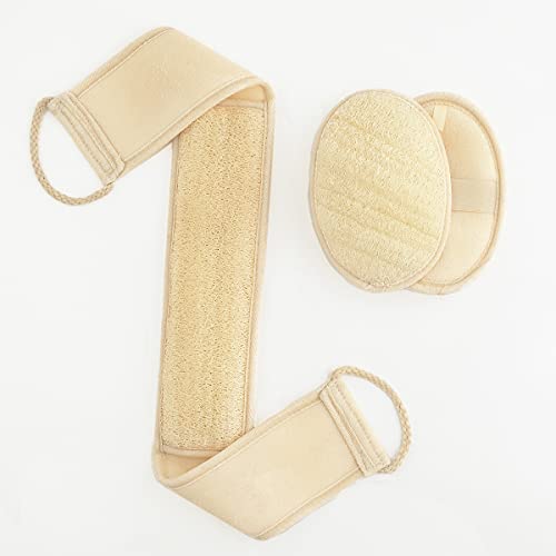 Reckodor 3-Piece Natural Loofah Exfoliating Body Scrubber Kit for Smoother Skin