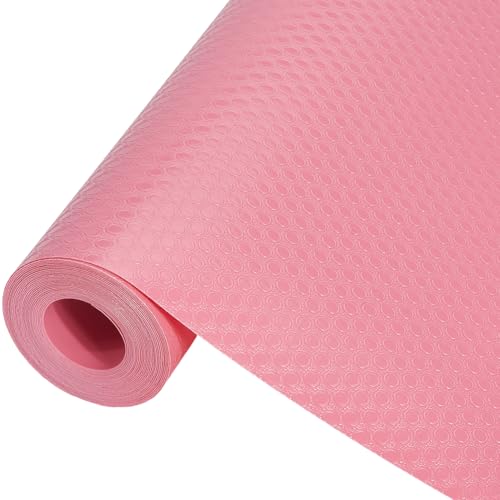 CREATCABIN Shelf Liner Kitchen Drawer Liners Cabinet Mats Non Adhesive EVA Shelf Liners Non-Slip Washable Waterproof Oilproof Pad Protectors Mat for Fridge Pantry Closet Cupboard Hot Pink 118x11.8in