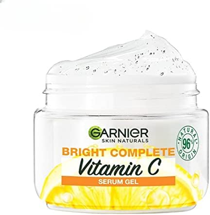 Garnier Brightening Moisturiser, Serum Gel, Infused with Vitamin C and Lemon, For Radiant skin, Oil Free Skin for upto 12 hours, Bright Complete Vitamin C, for all Skin Types, For Men and Women, 45g