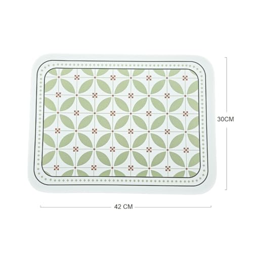 Image of Faux Leather Dining Table Placemats | Heat Insulation & Stain Resistant Waterproof Non Slip Dinner Table Mats | Perfect for Home, Kitchen, Restaurant, Office (Light Green, Set of 2)