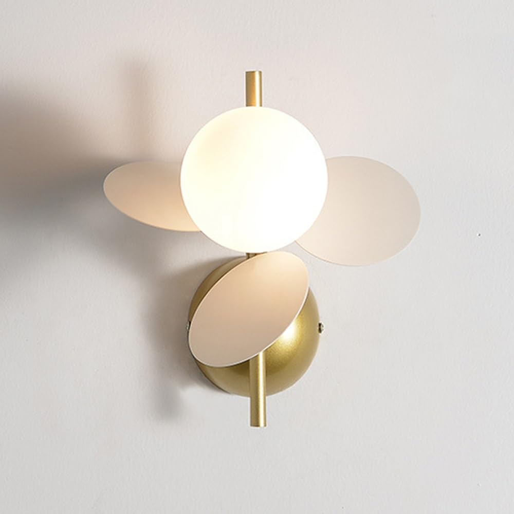 ITOSUI Wall Sconce Lighting, Wall Lamp Fixture, Flower Petal Bedside Light, Gold G9 Glass Globe Sconce, 9.84 Inch Colorful Art Decor, Aesthetic Lighting for Bedroom, Kids Room, Lounge(White)
