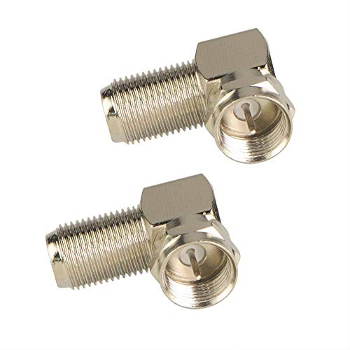 VCE VCELINK 90 Degree Coaxial Connector F Type Female to Male RG6 Adapter Right Angle Coaxial Cable Connector 90 Degree Elbow 2 Pack