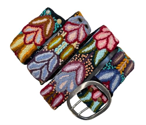 Andina Black Embroidered Belt for Women - Peruvian Flower Handmade