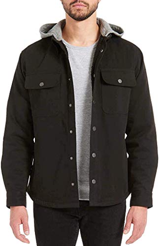 Image of Jachs Men's Sherpa Lined Canvas Shirt Jacket (Large, Black)