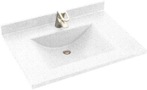 SwanCV02225.035 Contour Solid Surface Single-Bowl Vanity Top, 25-in L X 22-in H X 6.25-in H, Arctic Granite