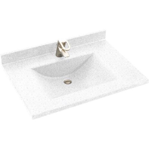 SwanCV02225.035 Contour Solid Surface Single-Bowl Vanity Top, 25-in L X 22-in H X 6.25-in H, Arctic Granite