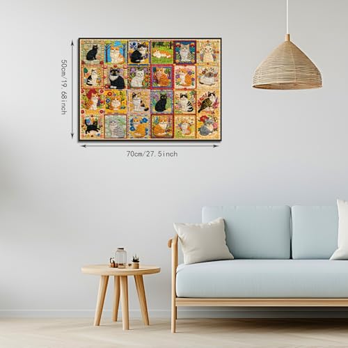 Rompecabezas para adultos de 1000 piezas, collage bordado de gatos adorables, 27.56 x 19.7 pulgadas miniatura 4