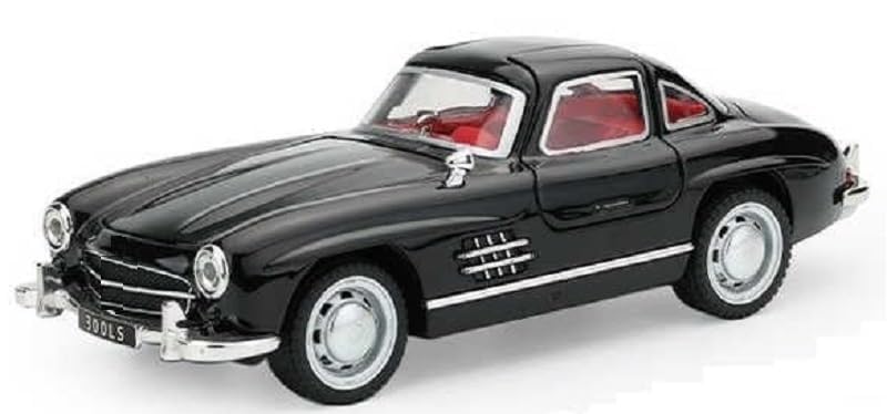 Image of BlackZone Compatible for Marcedes- 300sl Vintage Model, 1 /32 Small Toy Car with Sound and Light Function, Children's Toy Model Car with Pullback Function, Collector's Quality (1:32 Small Black)