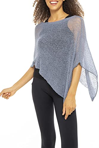 Back From Bali Womens Sheer Poncho Shrug Top Knit Chinablue