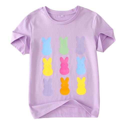 Image of Ritatte Kids Girls Easter Shirt Cute Bunny Rabbit Graphic T-Shirt Happy Easter Tees Funny Casual Short Sleeve Tops 7-12Y